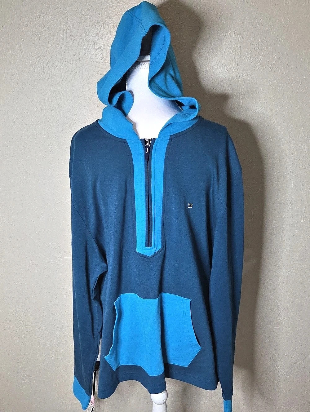 Crown & Ivy Color Block Hoodie Blue Size Large